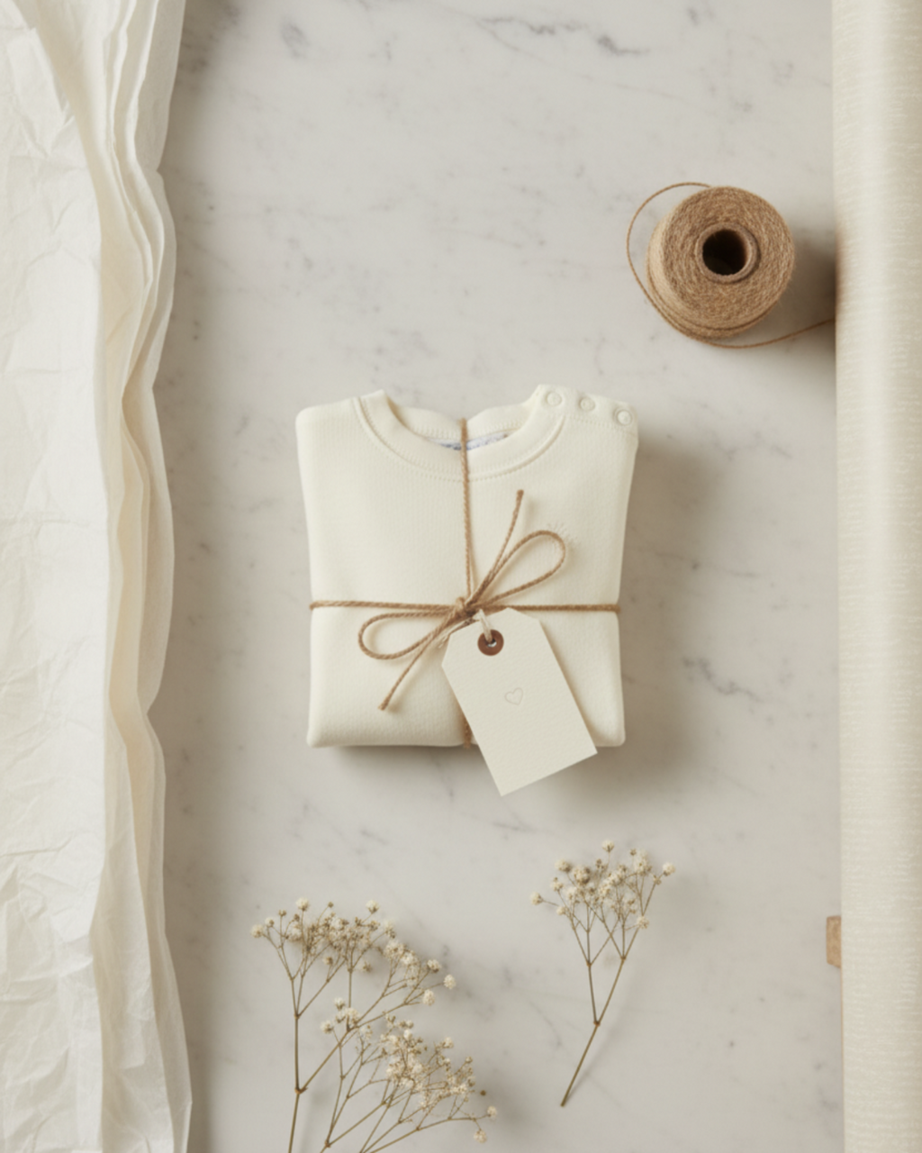 carousel Lifestyle image of Nolhill Freya Piqué layette set for newborns pima cotton