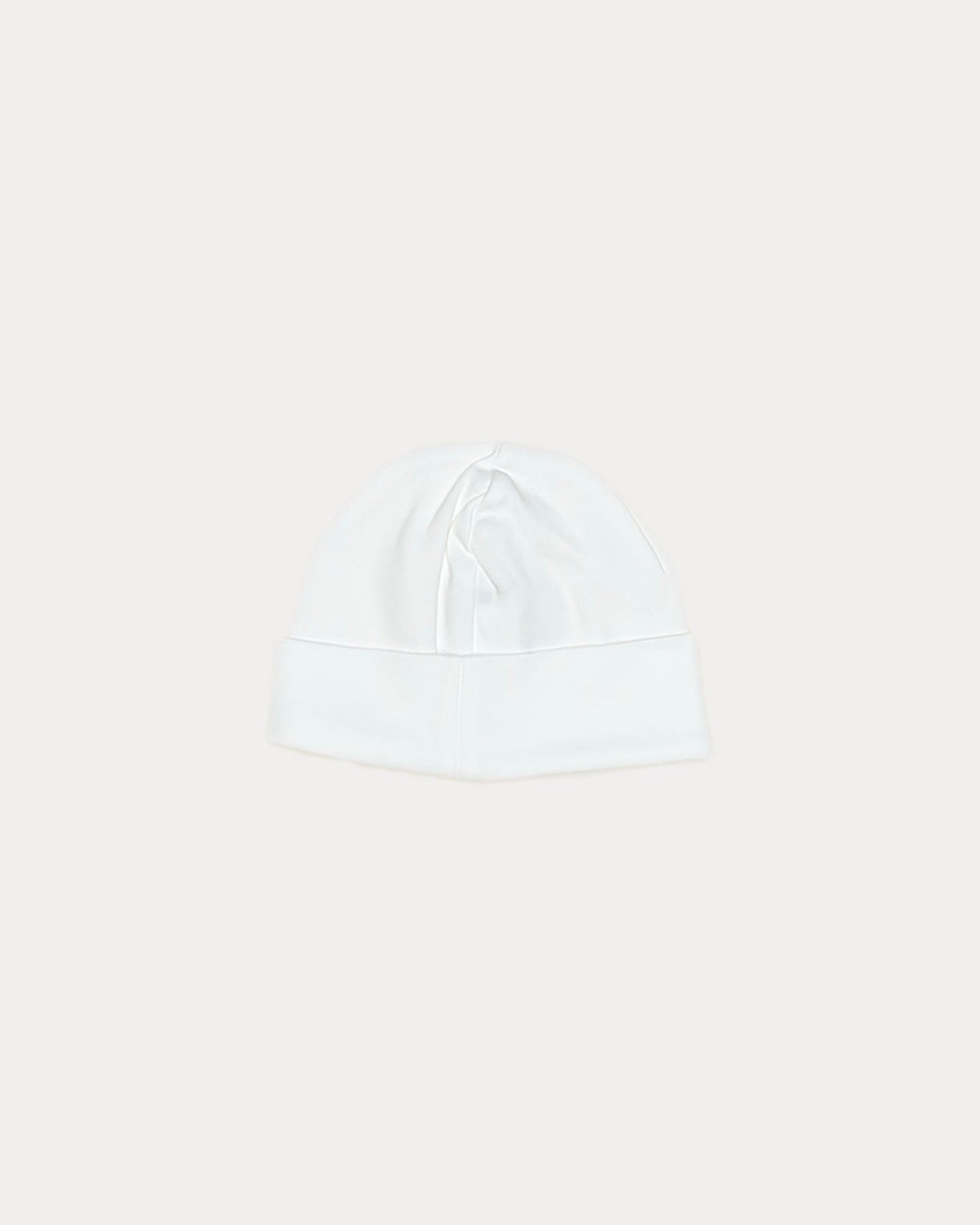 whites, The Valentine beanie by Nolhill, back view showing breathable Pima cotton